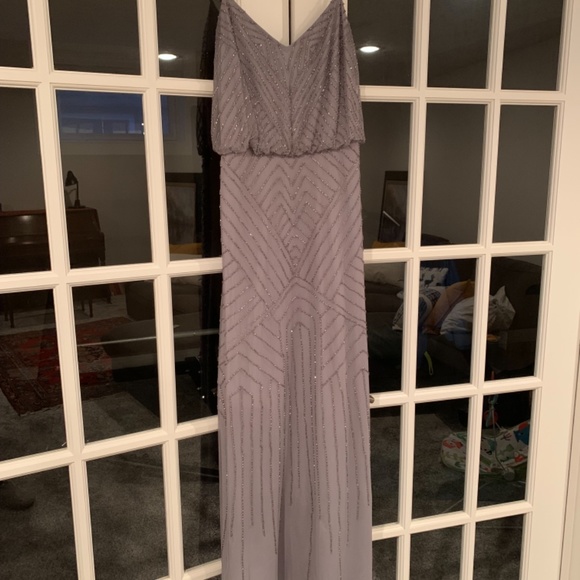 Adrianna Papell Silver Beaded Wedding Dress - Picture 4 of 7